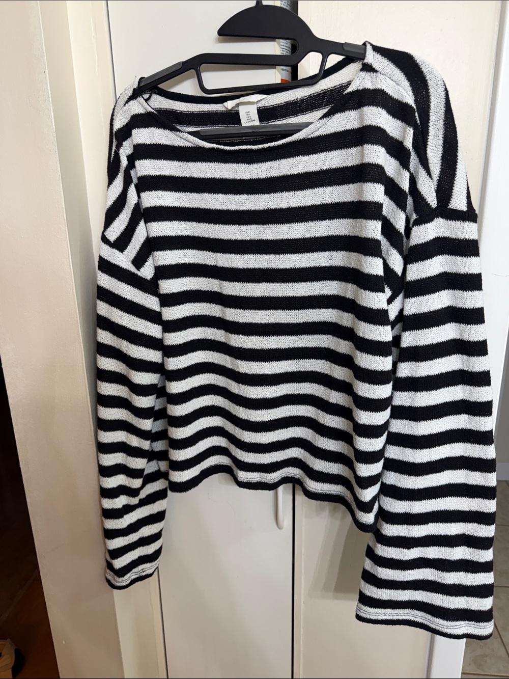 H&M Black and White Striped Knit Sweater